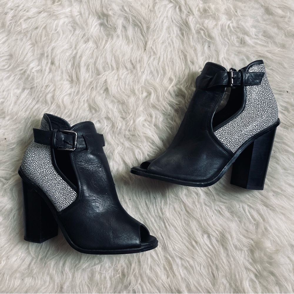 Peep Toe Heeled Booties